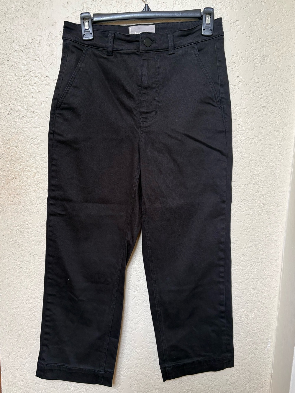 Everlane Cropped Straight Leg Pants  24” Black Cotton Canvas Short